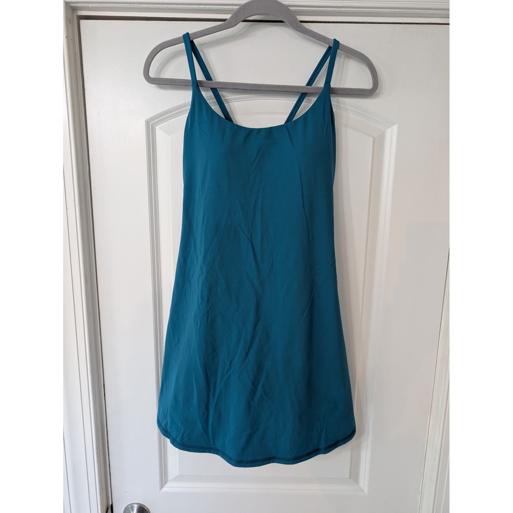Halara Teal Blue Active Dress with Built-in Shorts and Shelf Bra medium NWT